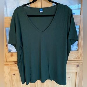 Old Navy Dark Green Luxe V-Neck Short Sleeve Tee